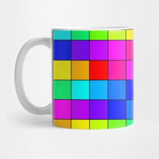 Rainbow Squares Black Lines Mug